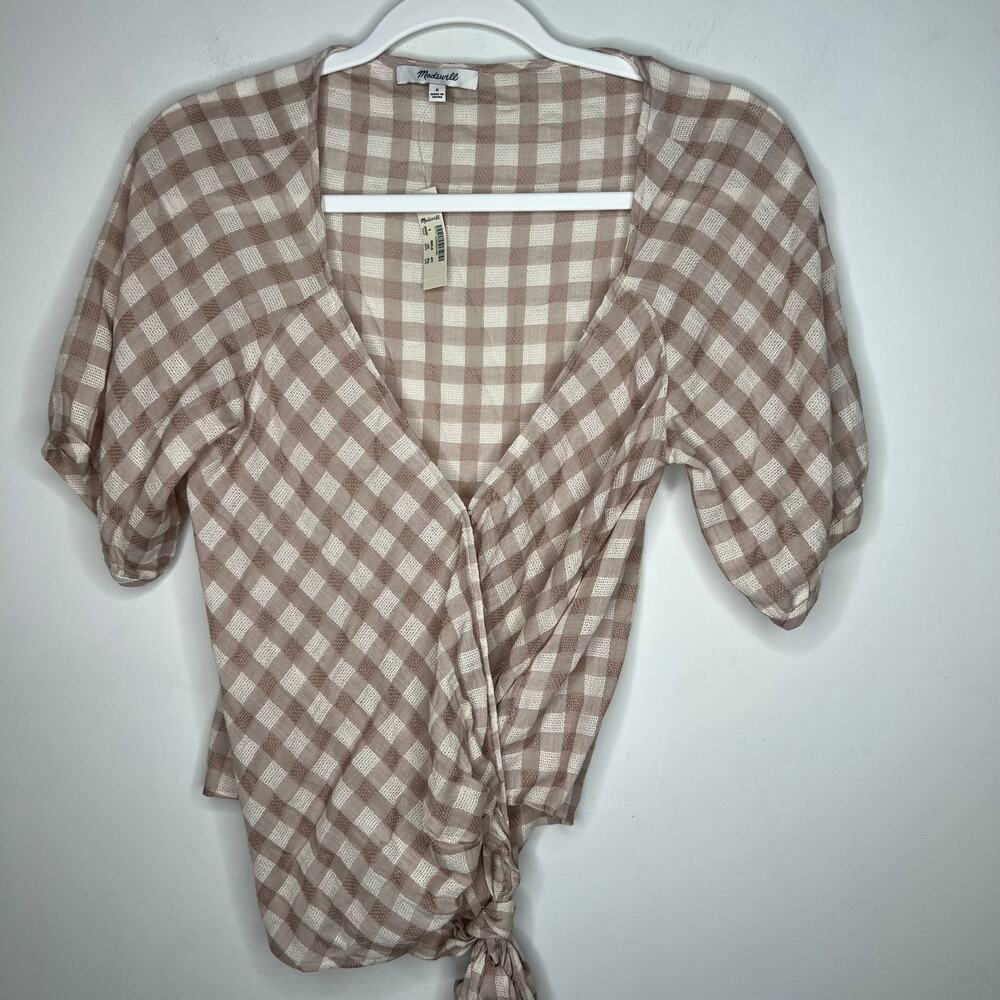 Madewell Gingham Wrap Top Size Small - Picture 4 of 9